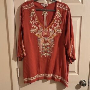 Solitaire Terracotta Embroidered Tunic